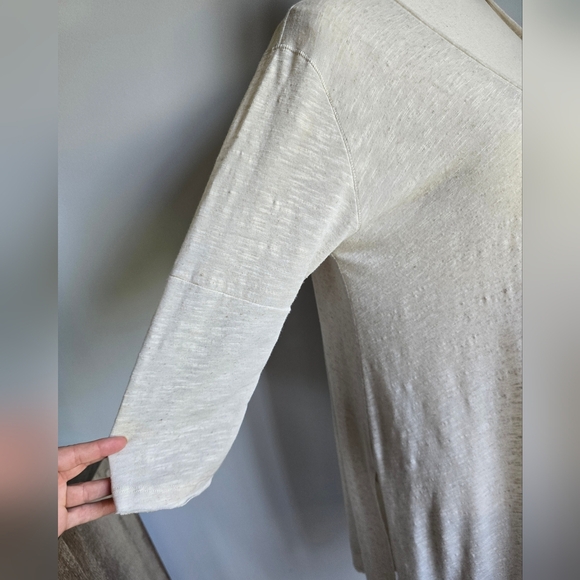 Free People Tri Sierra Linen Knit Cream Swing Oversized Tunic Top Size Medium - Picture 5 of 11